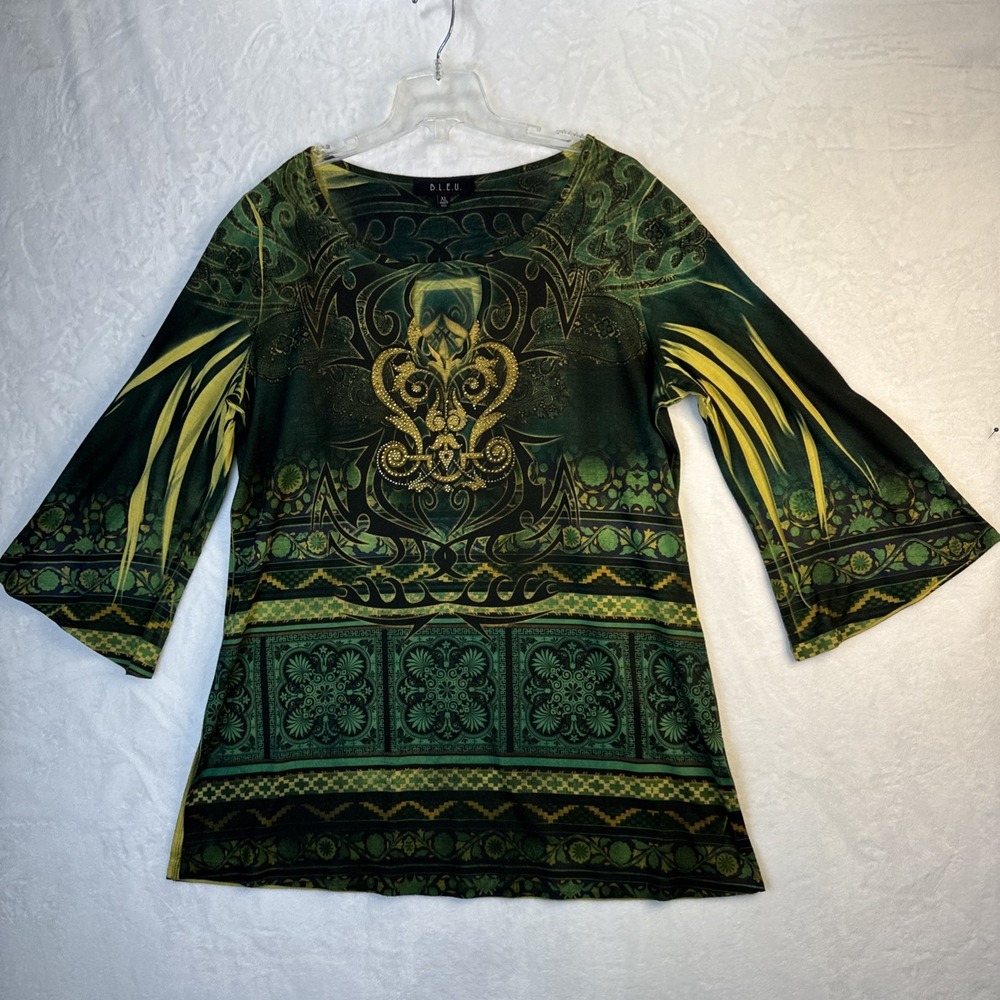 B.L.E.U. Size S 100% Polyester L S Scoop Neck Glittery Women’s Top